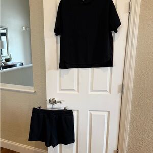 Black Short Sleeve Top and Shorts Set